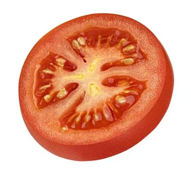 Tomato slice isolated on white background, full depth of field One tomato ... Stock Photos