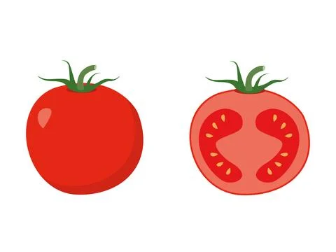 Tomato slice isolated on white. Tomato bio food Stock Illustration