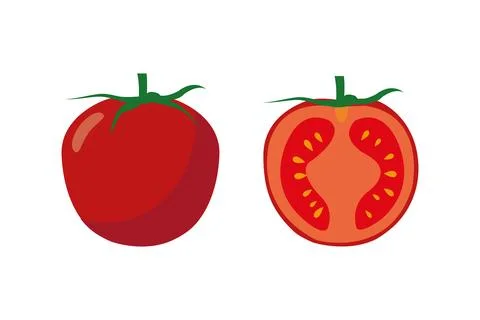 Tomato slice isolated on white. Tomato organic food  illustration Stock Illustration