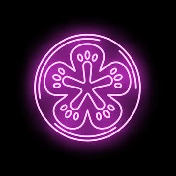 Tomato slice neon glow line art icon Stock Illustration