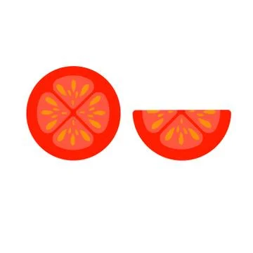 Tomato. Slice. Red color. Vector file for web and apps Illustrazione stock