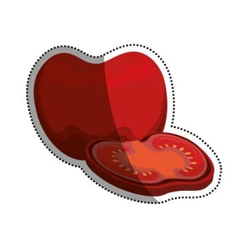 Tomato slice red vegetable Stock Illustration