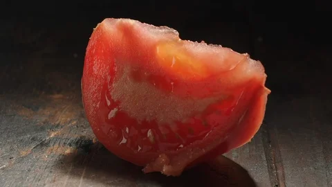 Tomato slice with sea salt Stock Footage 124623939