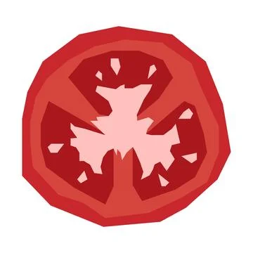 Tomato Slice Vector Illustration Flat Geometric Red Tomato Cut Isolated Stock Illustration