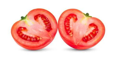 Tomato slice on white background Stock Photos