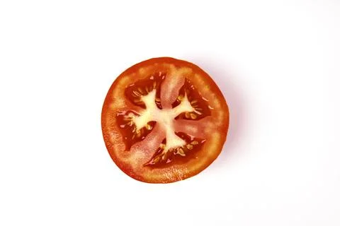 Tomato Slice On White Background Stock Photos
