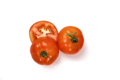Tomato Slice On White Background Stock Photos