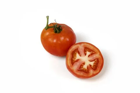 Tomato Slice On White Background Stock Photos