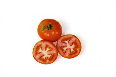 Tomato Slice On White Background 스톡 사진