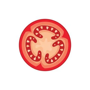 Tomato sliced. Vegetable logo. Vector illustration of natural product slice t Stock Illustration