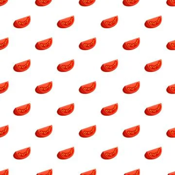Tomato slices creating a seamless fruit pattern design Stock Illustration