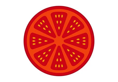 Tomato slices. Vector graphics on a white background. Illustrazione stock