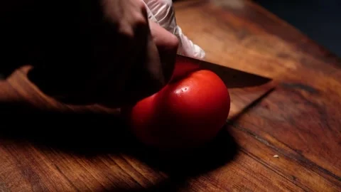 Tomato Slicing Stock Footage 337303502