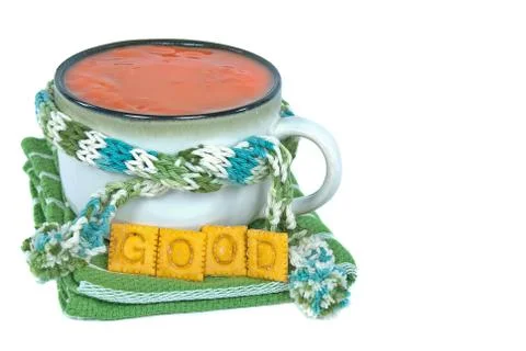 Tomato soup in cup Stock Photos