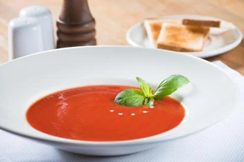Tomato soup for menu Stock Photos