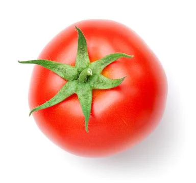 Tomato With Stem Isolated On White Background Stock Photos