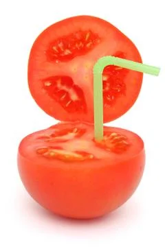 Tomato with straw Stock Photos
