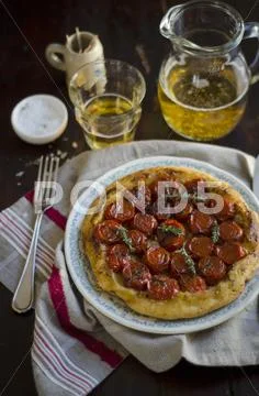 Tomato tarte tatin Stock Photos