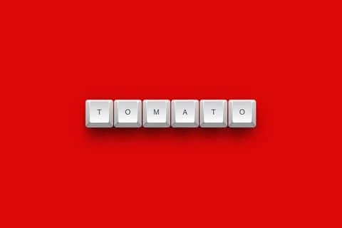 Tomato text on a 3d keyboard button with shadow concept series 库存插图