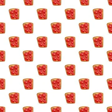 Tomato toast breakfast pattern with fresh bread slices Illustrazione stock