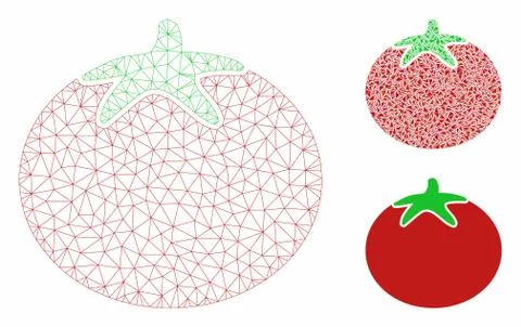 Tomato Vector Mesh 2D Model and Triangle Mosaic Icon Illustrazione stock