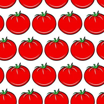 Tomato vegetable food seamless pattern template, cartoon red isolated wallpap 스톡 일러스트