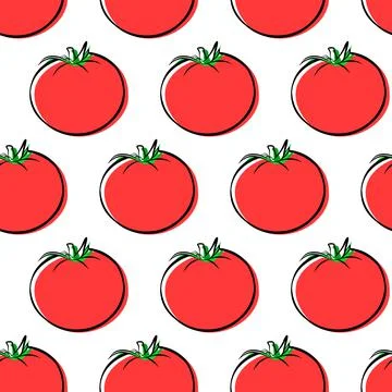 Tomato vegetable food seamless pattern template, red isolated wallpaper textu Stock Illustration