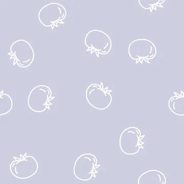 Tomato vegetable line vector seamless pattern Illustrazione stock