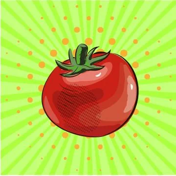 Tomato vegetable, pop art, vector, food eco illustration Illustrazione stock