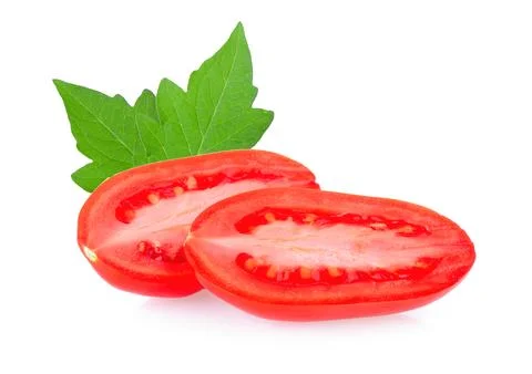 Tomato vegetable slice isolated on white background Stock Photos