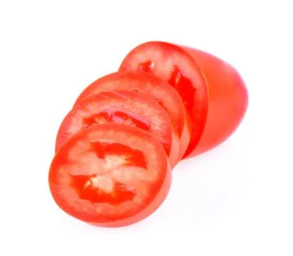 Tomato vegetable slice isolated on white background Stock Photos