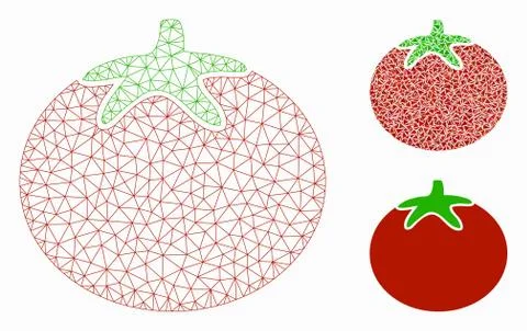 Tomato Vegetable Vector Mesh Wire Frame Model and Triangle Mosaic Icon Illustrazione stock