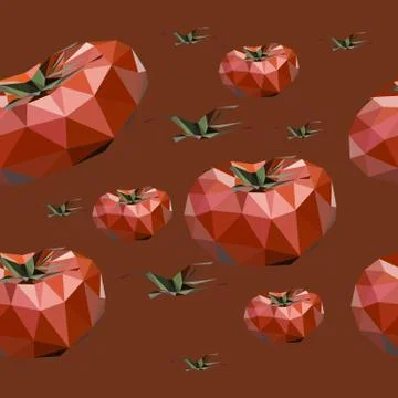 Tomato vegetables. seamless pattern. Organic food. Geometric polygonal vector Stock Illustration