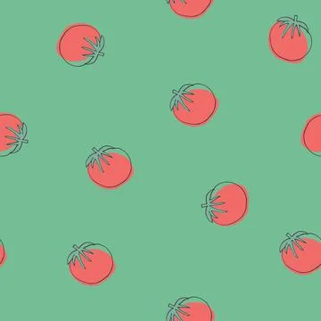Tomato Vegetables seamless pattern. Vegetarian healthy bio food background, V Stock Illustration