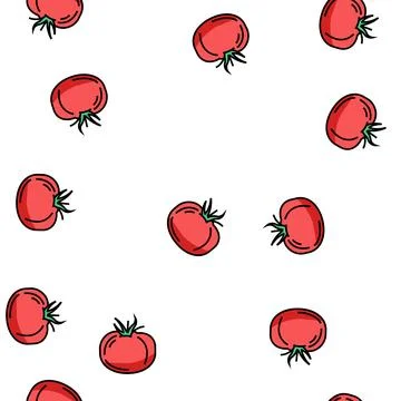 Tomato vitamin vegetable vector seamless pattern Stock Illustration