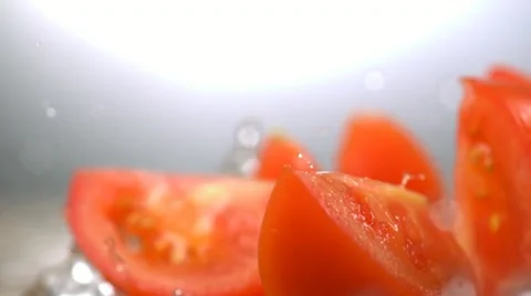 Tomato with water splash, Slow Motion Stock Footage 10864166