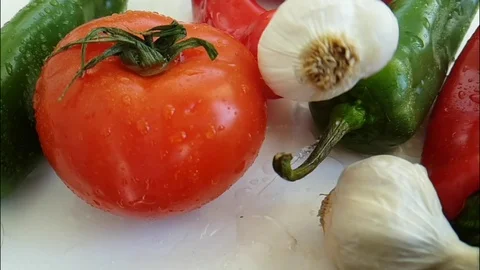 Tomato wet garlic drops pepper Stock Footage 88292963