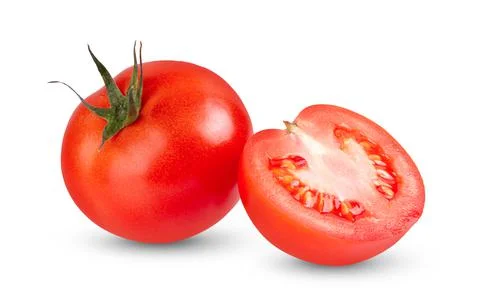 Tomato on white background full depth of field Stock Photos