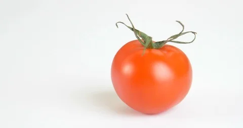 Tomato on a white plate Stock Footage 101459138