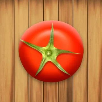 Tomato on wood Stock Illustration