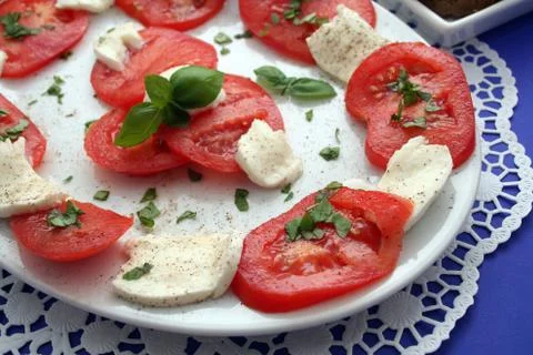 Tomatoes and Morzarella Stock Photos