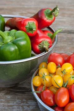 Tomatoes and pepper Stock Photos