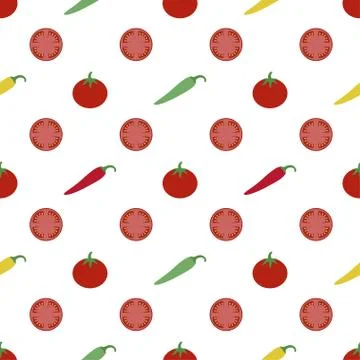 Tomatoes and peppers background Stock Illustration