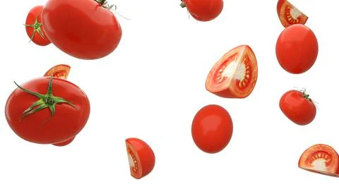 Tomatoes are falling into space. isolated on white background. Stock Illustration