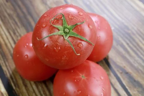 The tomatoes are on the table Stock Photos