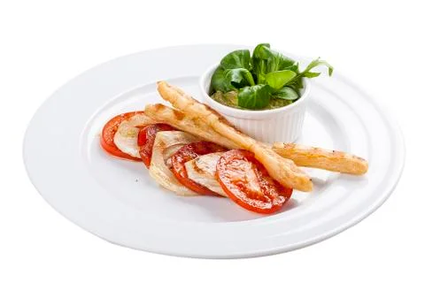 Tomatoes with avocado mousse Stock Photos
