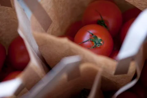 Tomatoes in bag Foto stock