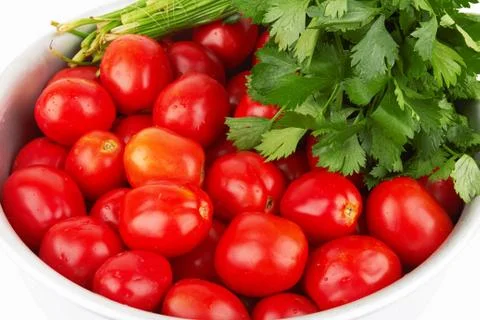 Tomatoes in a basin Stock Photos