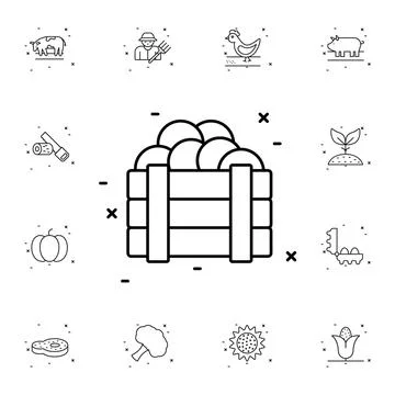 Tomatoes, basket flat vector icon in agriculture pack Stock Illustration