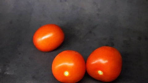 Tomatoes on a black background. vegetables on black background. Stock Footage 99587085